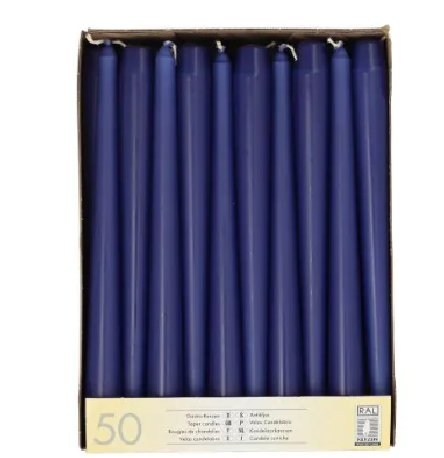 Leuchterkerzen dunkelblau, 50 Stück