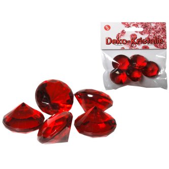 Deko-Kristalle rot 3cm/5-tlg.