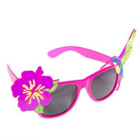 Sonnenbrille Hibiscus und Vogel,pink