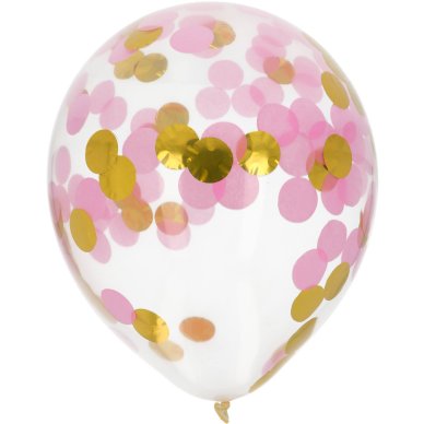 Ballons mit Konfetti Gold und Rosa, 30cm