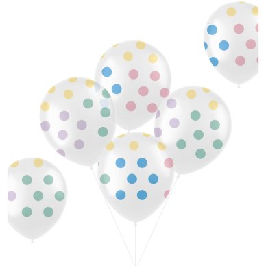 Luftballons mit Pastell Punkten, 6 Stück