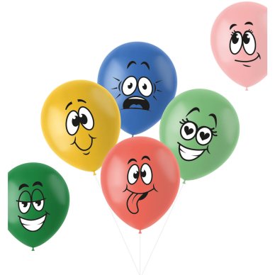 Ballons bunte Gesichter - 6 Stück - 33 cm
