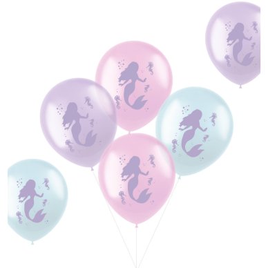 Ballons Meerjungfrau Pastell - 6 Stück - 33 cm