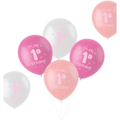 Luftballons zum 1.Geburtstag, Mädchen