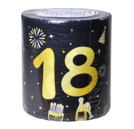 Toilettenpapier mit Zahl 18 in schwarz/ gold Toilettenpapier mit Zahl 18 in schwarz/ gold