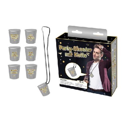 Schnapsbecher Kette,Trink-Sprüche, 6 tlg.