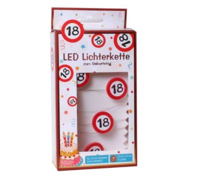 Lichterkette Verkehrsschild Zahl 18