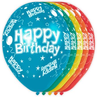 Geburtstagsballons Happy Birthday, 5 Stück