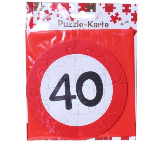 Puzzle-Karte Zahl 40 mit Umschlag