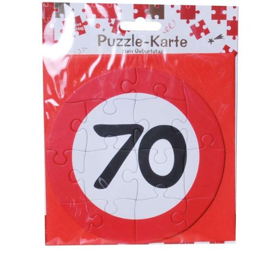 Puzzle-Karte Zahl 70 mit Umschlag