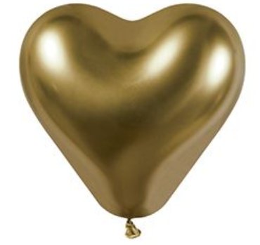 Herzballons, gold, Spiegeloptik, 6 Stück