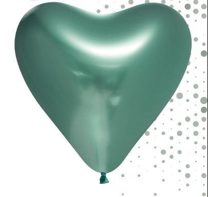 Herzballons, grün, Spiegeloptik, 6 Stück