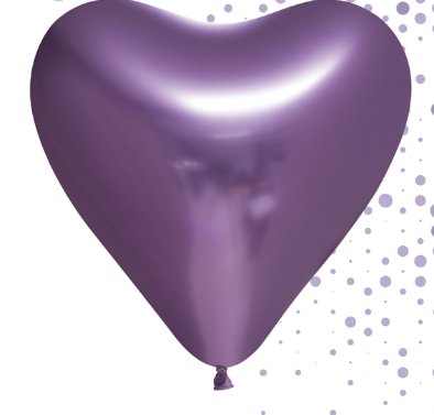 Herzballons, lila, Spiegeloptik, 6 Stück