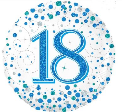 18.Geburtstag Holographic Ballon, blau