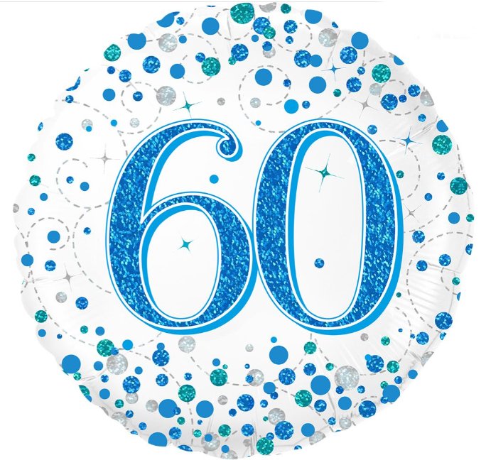 60.Geburtstag Holographic Ballon, blau