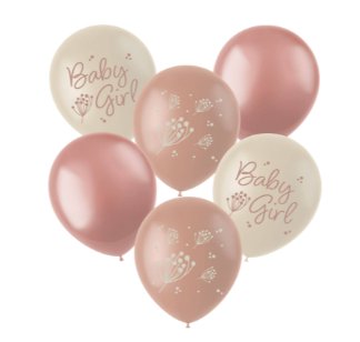 Luftballons Baby Girl, 6 Stück - 33cm