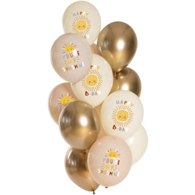 Luftballons Geburtstag gold/creme, 12 Stück