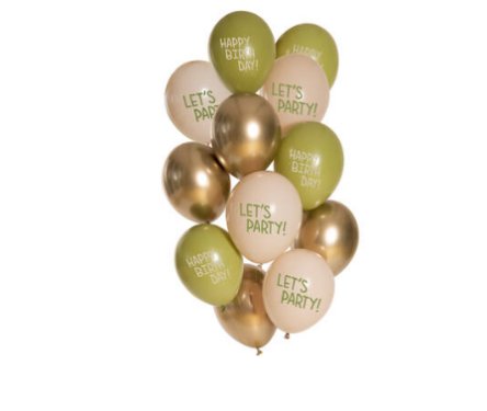 	         Luftballons Lets Party, 12 Stück - olive