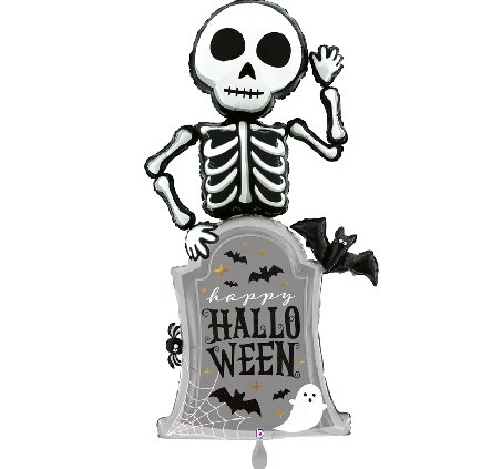 Halloween Skelett mit Grabstein