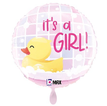 Ballon zur Geburt mit Ente, rosa