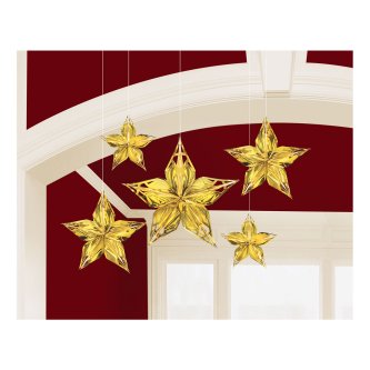 Deckenhänger Goldene Sterne, 5 tlg.