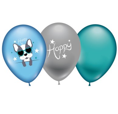 Luftballons Happy Dog / Hund, 6 Stück