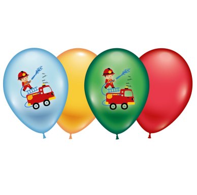 Luftballons mit Feuerwehr Design, 6 Stück
