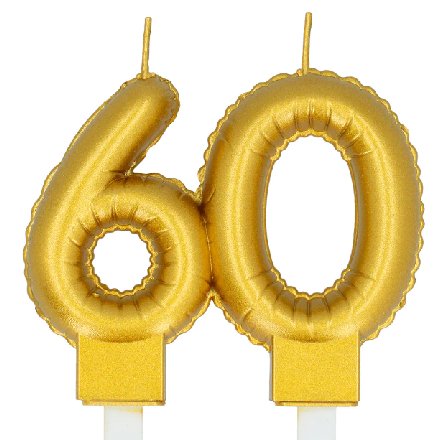 Kerze in gold mit Zahl 60