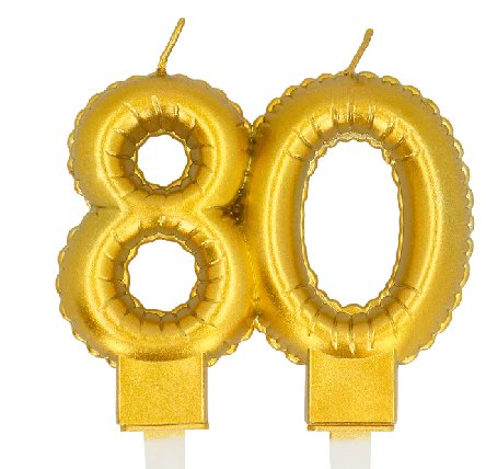 Kerze in gold mit Zahl 80 Kerze in gold mit Zahl 80
