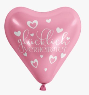50 Herzballons - 30cm,rosa,Glücklich verheiratet