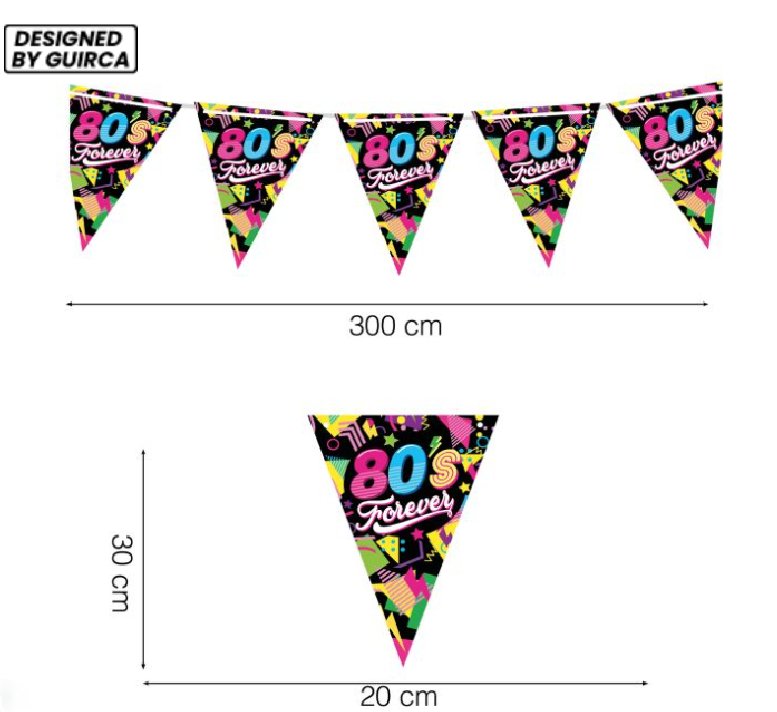 Wimpelkette zur 80er Jahre Party Wimpelkette zur 80er Jahre Party