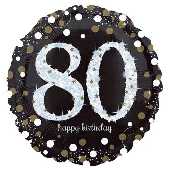 Folienballon zum 80. Geburtstag, schwarz