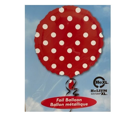 Folienballon Rot mit weißen Punkten
