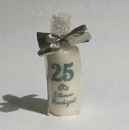 Kerze zur Silberhochzeit, verpackt Kerze zur Silberhochzeit, verpackt