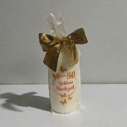 Kerze zur goldenen Hochzeit, verpackt Kerze zur goldenen Hochzeit, verpackt