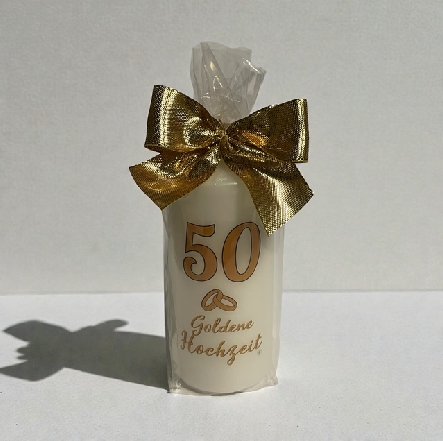 Kerze zur goldenen Hochzeit, verpackt Kerze zur goldenen Hochzeit, verpackt