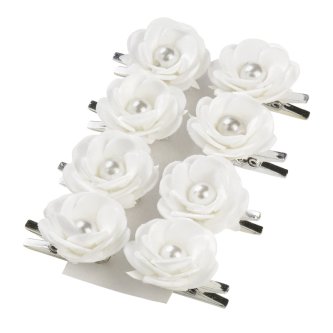 Rosen mit Klammer weiß, 8 Stück