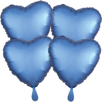 	Ballon Herz Satin Blau, 4 Stück