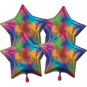 Multi-Pack Iridescent Rainbow Sterne, 4 Stück