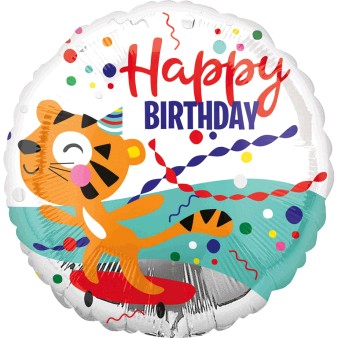 Folienballon Happy Birthday mit Tiger