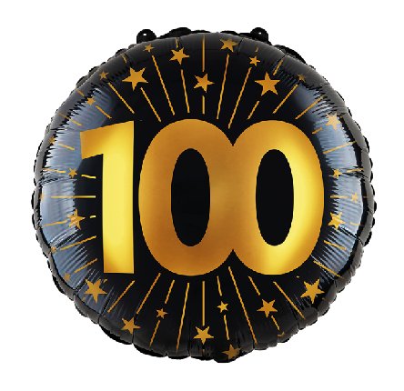 Folienballon Zahl 100 - gold/schwarz