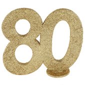 	 	Glitter Geburtstagszahl 80 in gold