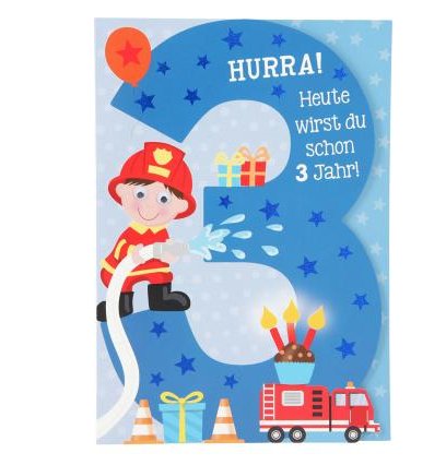 Geburtstagskarte für Kinder zum 3.Geburtstag
