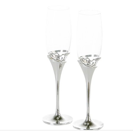 Champagner Gläser, 2er Set - Herzen