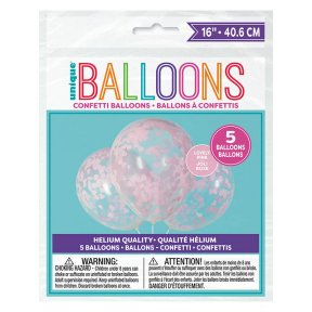 Ballons mit Konfetti in hellrosa, 5 Stück