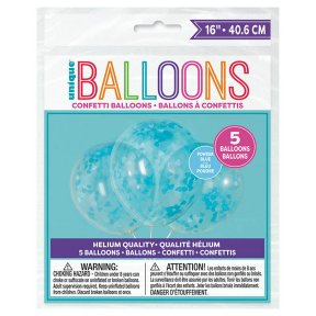 Ballons mit Konfetti in hellblau, 5 Stück