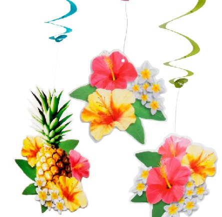 Hawaii Paradie Swirl Girlanden, 3 Stück Hawaii Paradie Swirl Girlanden, 3 Stück