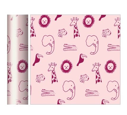 Geschenkpapier Baby rosa - Zootiere