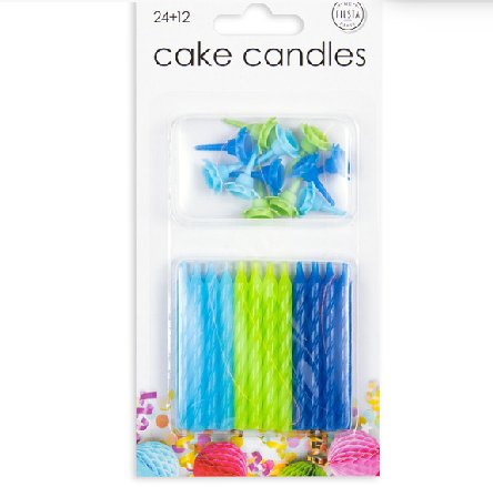 Tortenkerzen, 24 Stück + 12 Halter blau/grün