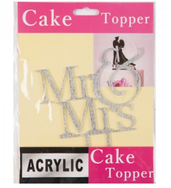 Cake Topper Mr. und Mrs. silber